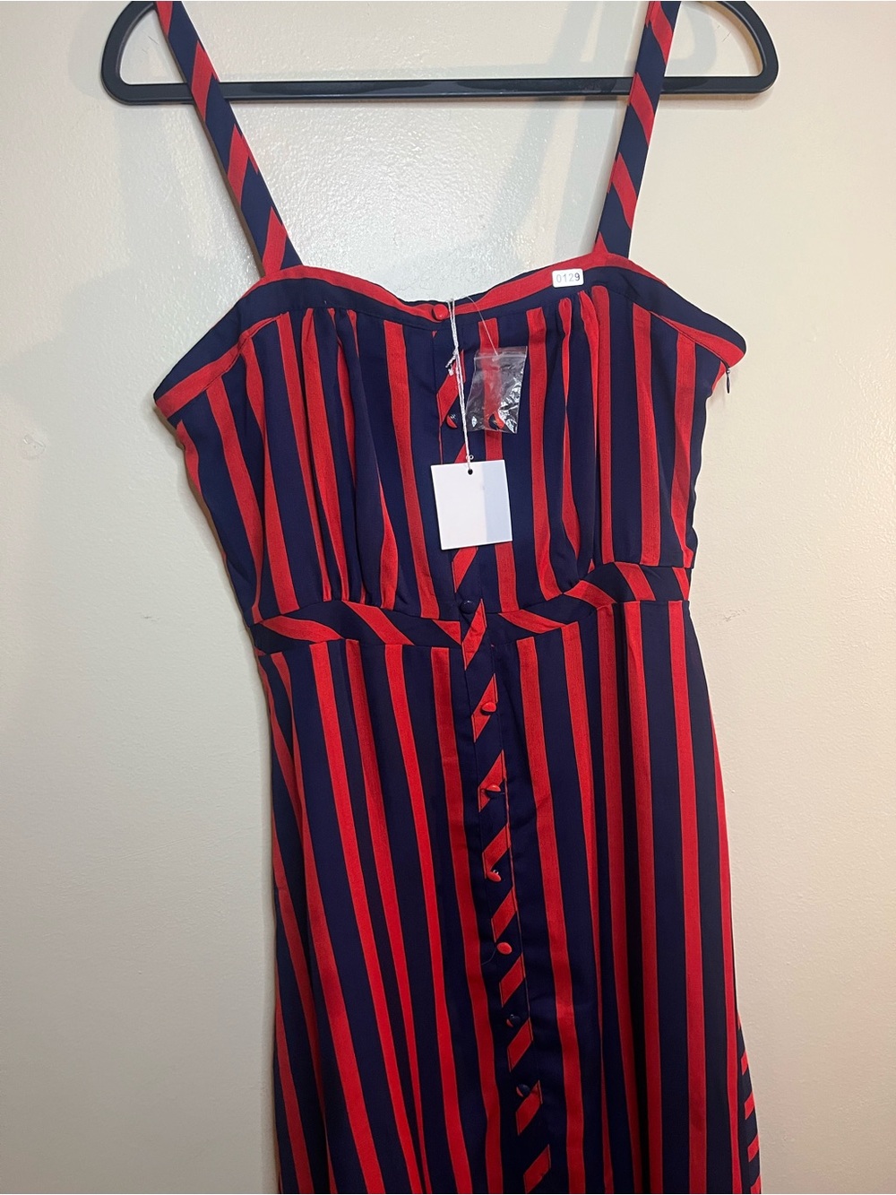 Hayden Navy and Red Vertical Stripe Sundress